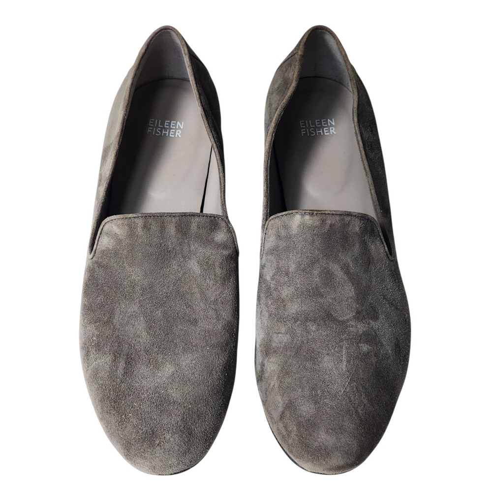 Eileen Fisher Gray Suede Loafers Womens Slip On Flats Size 11 Comfort Shoes - Picture 3 of 6